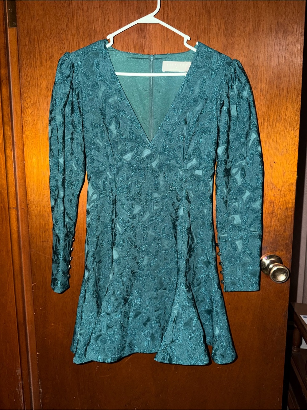 KEEPSAKE the Label Teal V-Neck Long-Sleeve Fit & Flare Dress